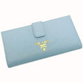 Prada Saffiano Leather Wallet 1 Mv025 sky Blue Bifold Long