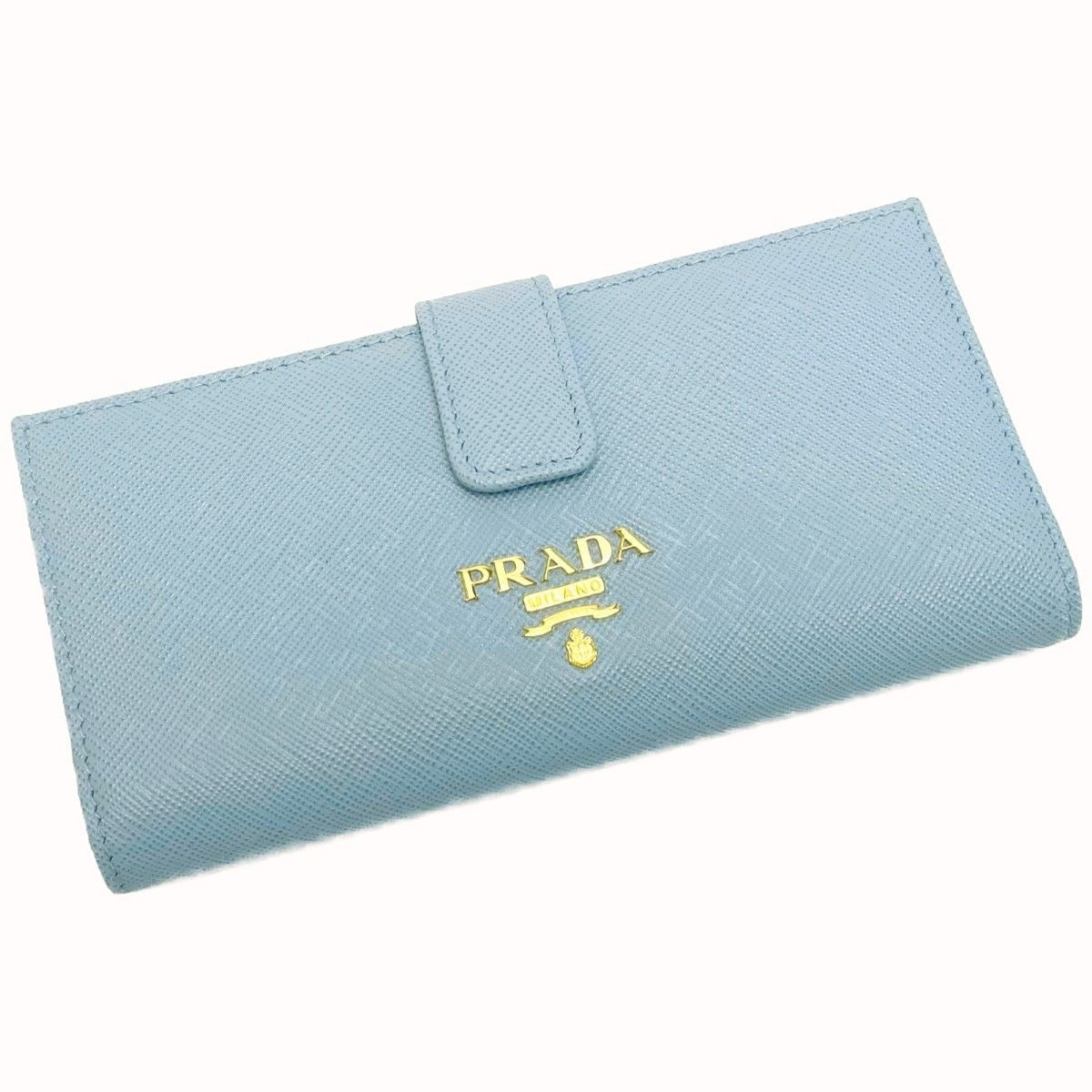 Prada Saffiano Leather Wallet 1 Mv025 sky Blue Bifold Long