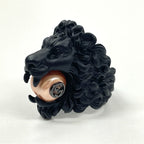 Gucci Michele Period Lion Head Interlocking G Logo Ring No 13 Metal Black — view 2
