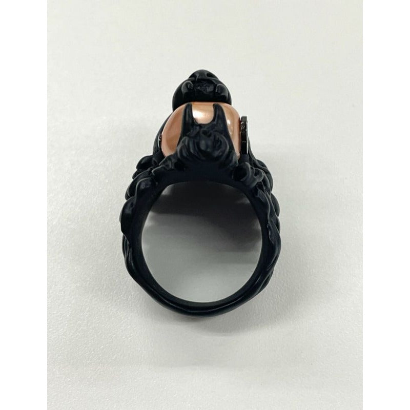 Gucci Michele Period Lion Head Interlocking G Logo Ring No 13 Metal Black — view 8