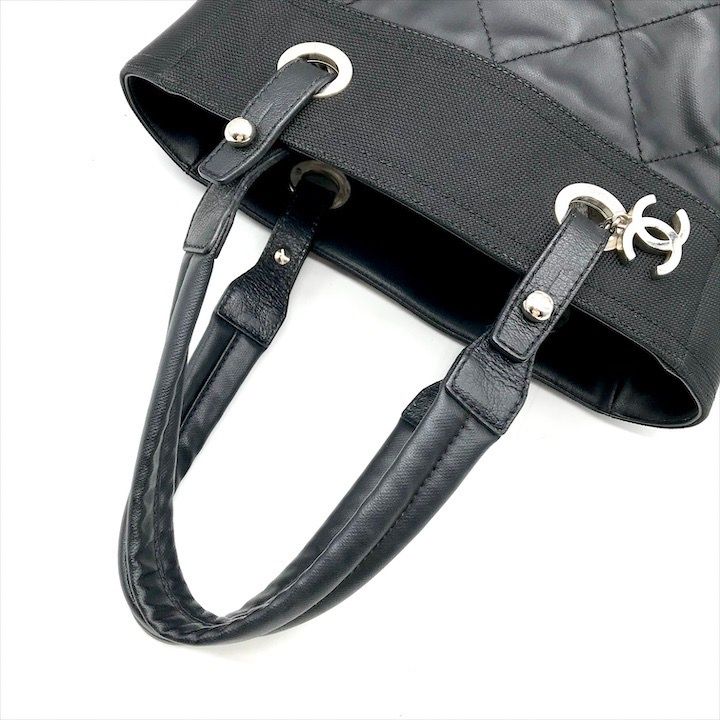 Chanel CC Logo Paris Biarritz PM Hand Bag Black Jacket — view 6