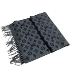 Louis Vuitton Echarpe Monogram Gradient Fringe Scarf Black Gray