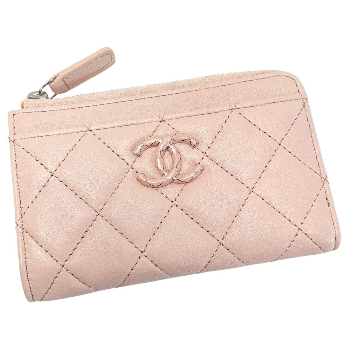 Chanel Quilted Card Case Ap3630 Light Pink Coco Mark Lambskin Coin — view 2