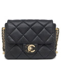 Chanel Shoulder Bag Quilted Pearl CC Logo Lambskin Black Vintage Chain