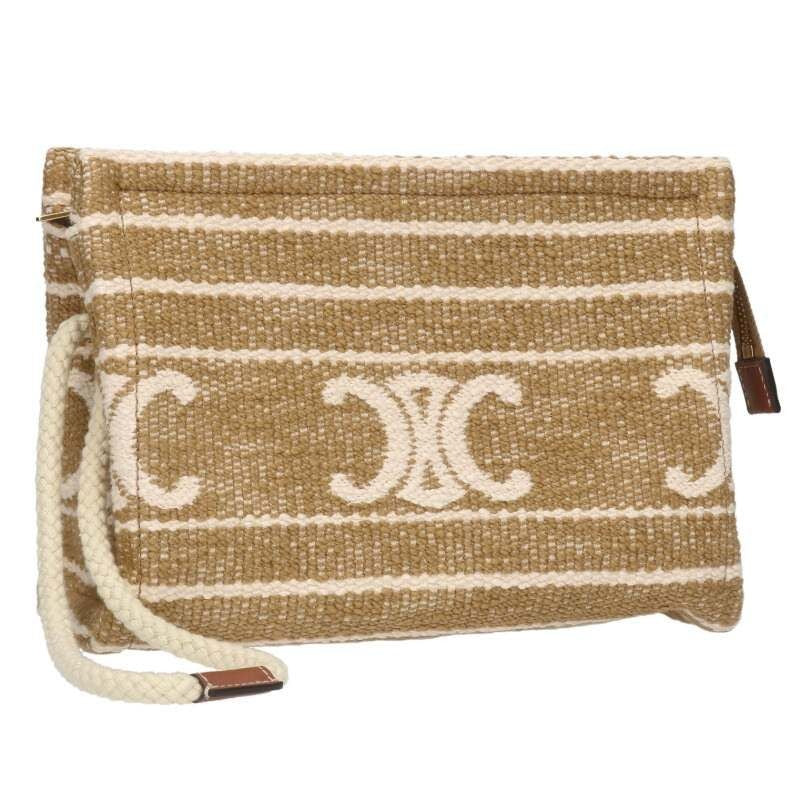 Celine Tice Pouch Triomphe Stripe Clutch Bag