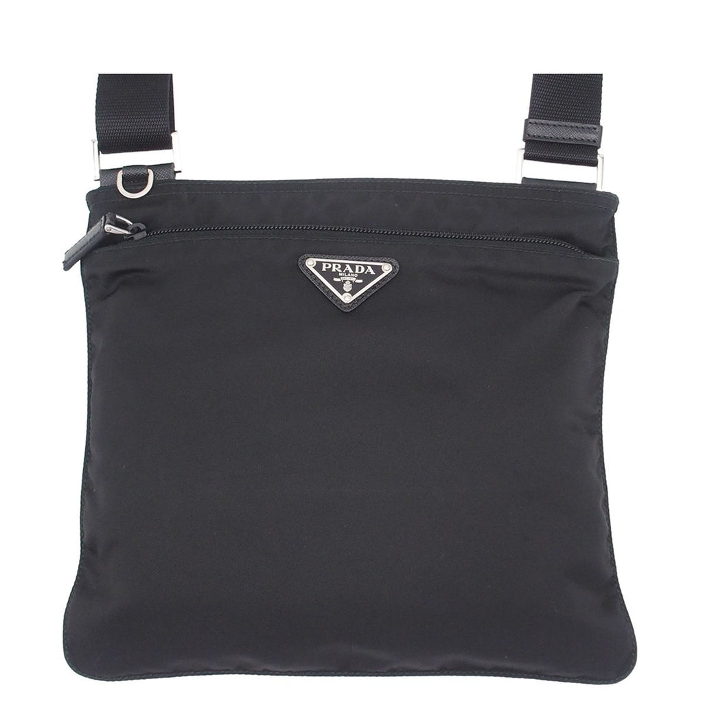 Prada Shoulder Bag Black Nylon Crossbody Triangle Logo