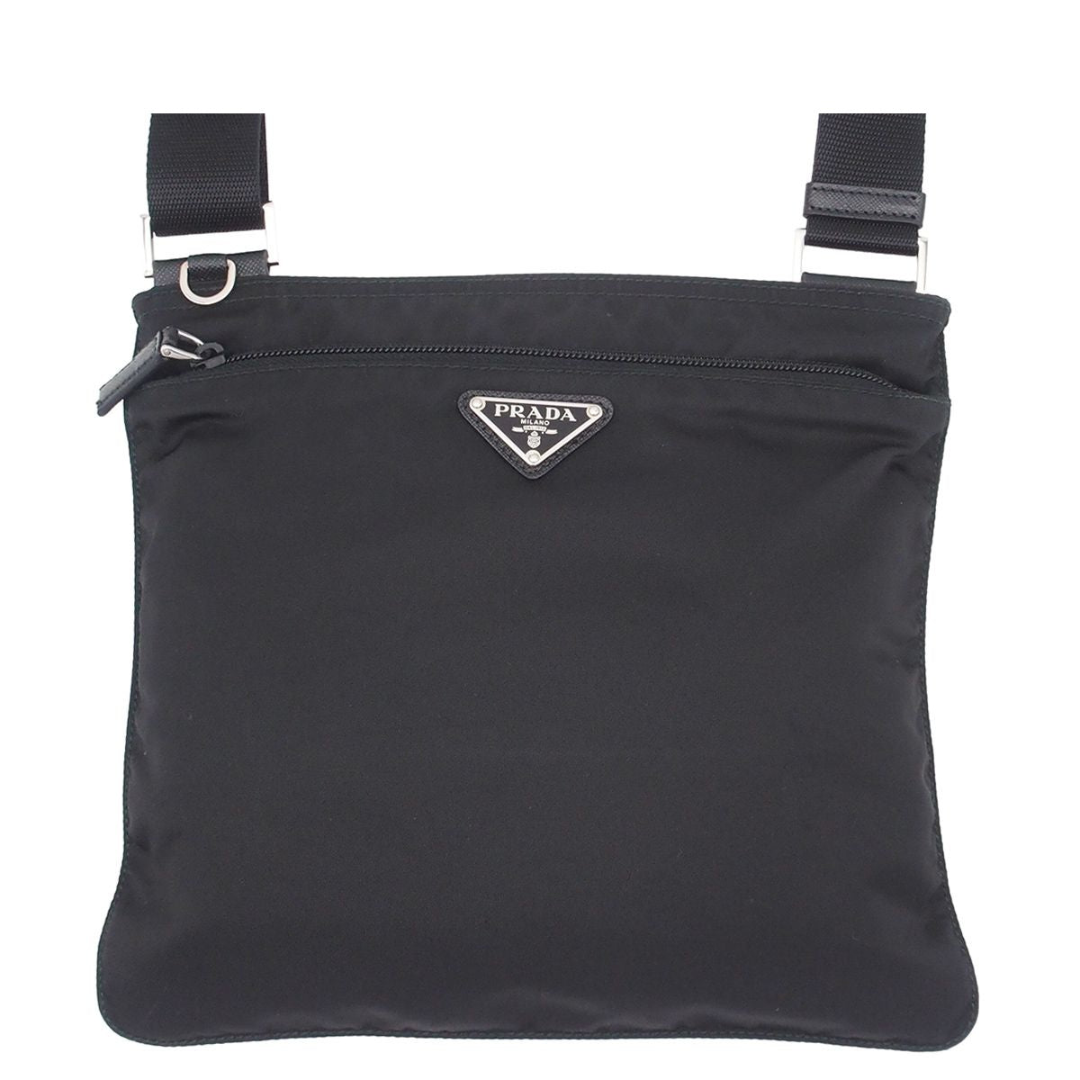 Prada Shoulder Bag Black Nylon Crossbody Triangle Logo