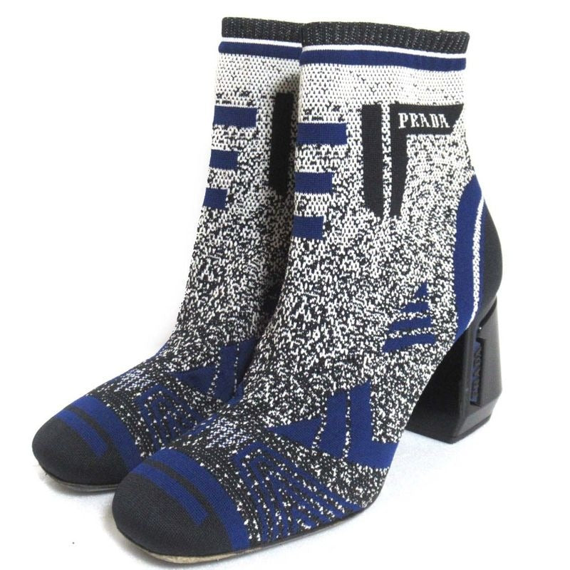 Prada Knit Sock Boots Ankle Short Size 36.5 Black