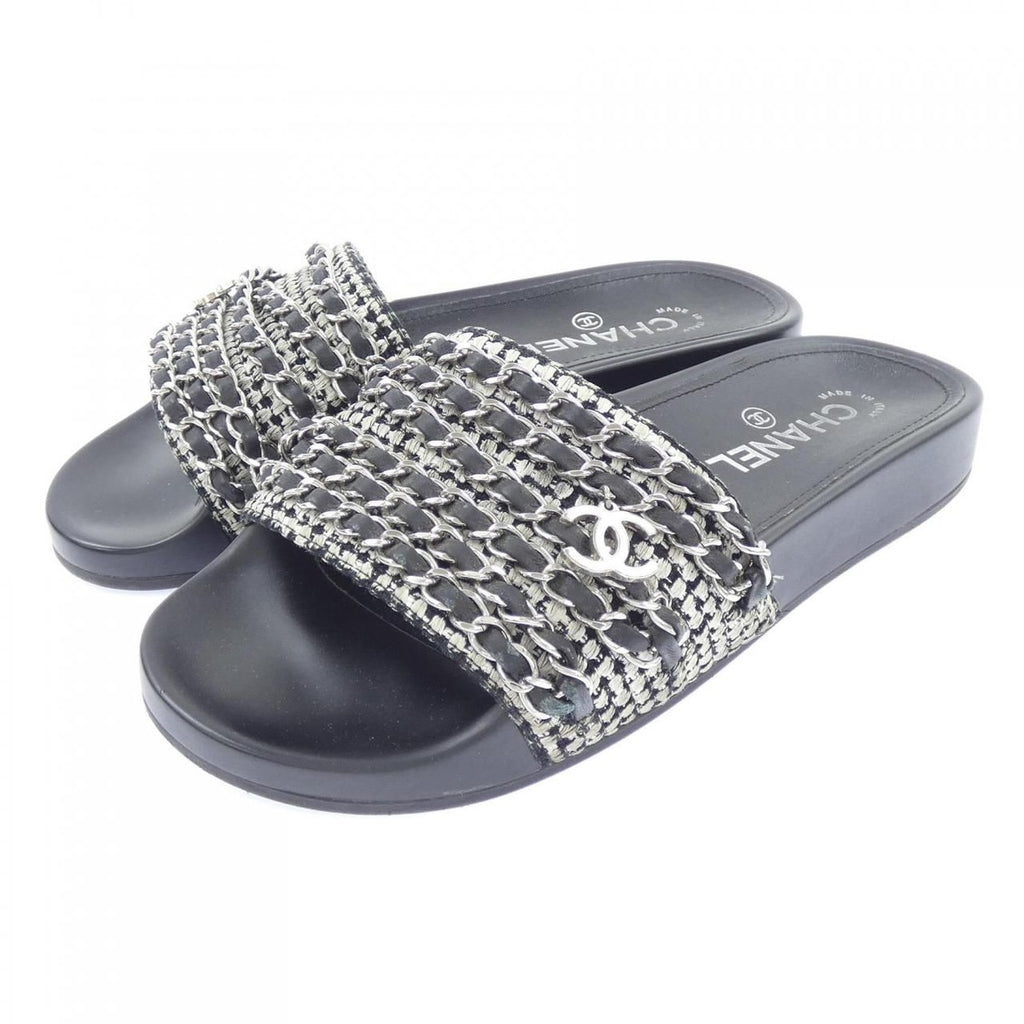 Chanel Mule Sandals Tweed Black White Check — view 3
