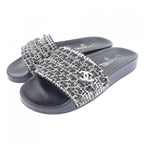 Chanel Mule Sandals Tweed Black White Check — view 3