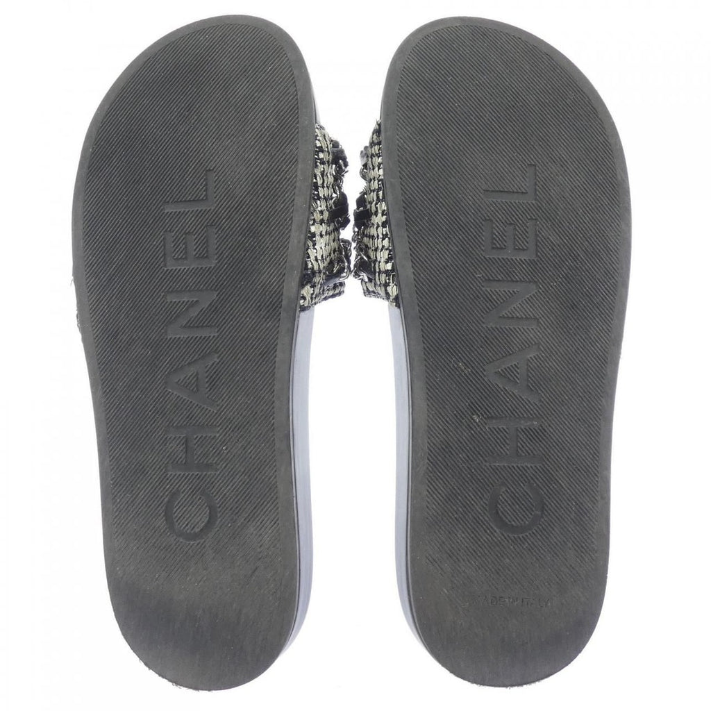 Chanel Mule Sandals Tweed Black White Check — view 4
