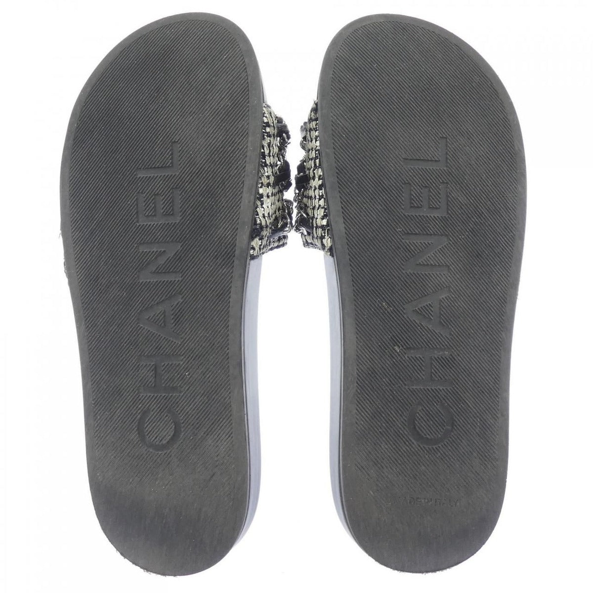Chanel Mule Sandals Tweed Black White Check — view 4