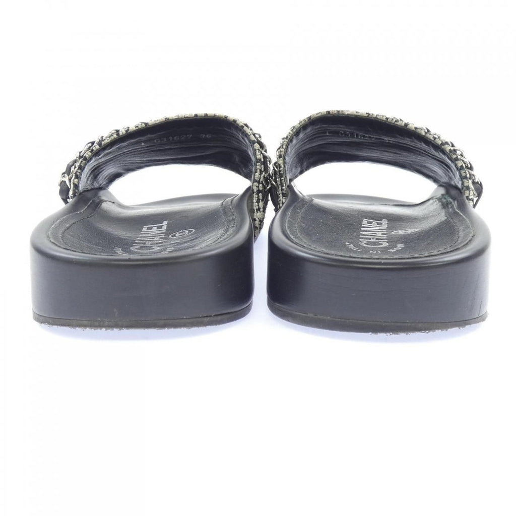 Chanel Mule Sandals Tweed Black White Check — view 5