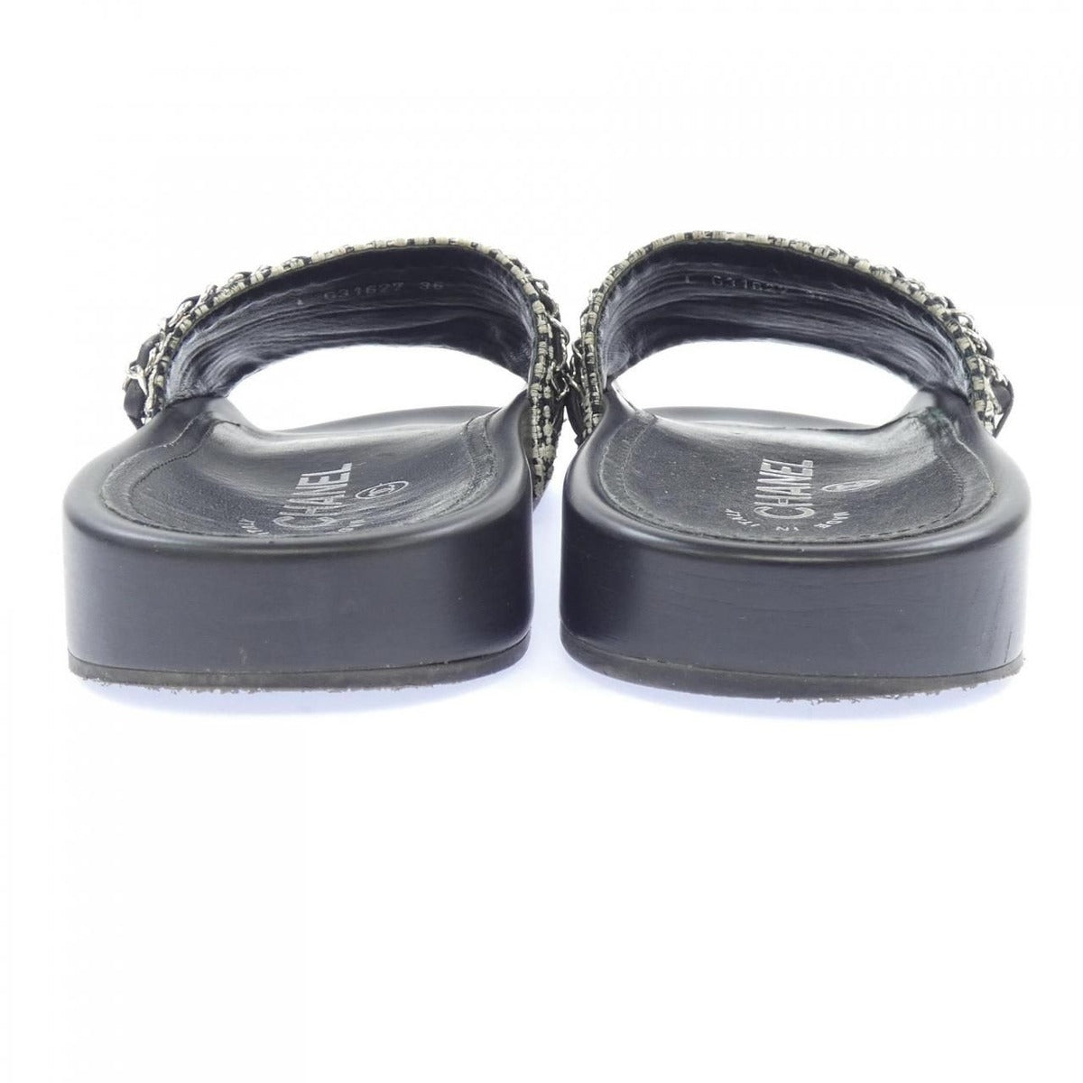 Chanel Mule Sandals Tweed Black White Check — view 5