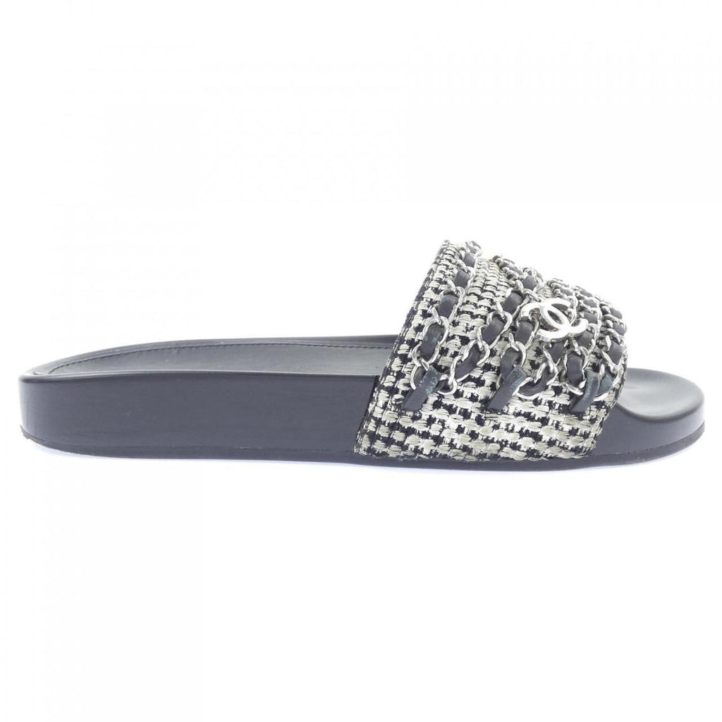 Chanel Mule Sandals Tweed Black White Check
