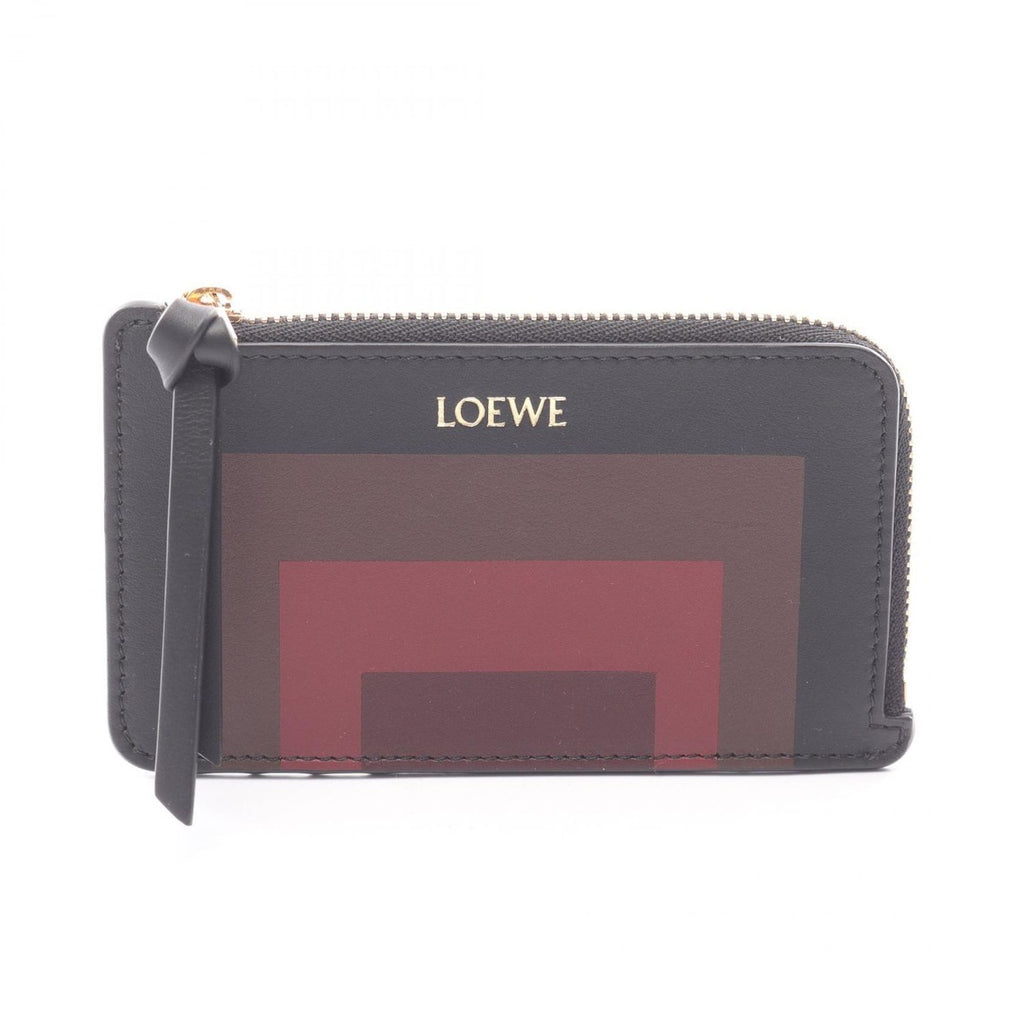 Loewe Card Case Albers Black Burgundy Leather Multicolor