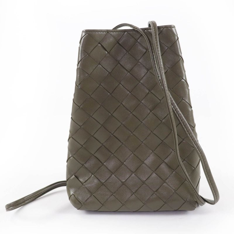 Bottega Veneta Intrecciato Leather Shoulder Bag in Khaki with Dust — view 2
