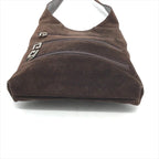 Gucci Suede Triple Zipper Vintage Shoulder Bag Brown — view 4