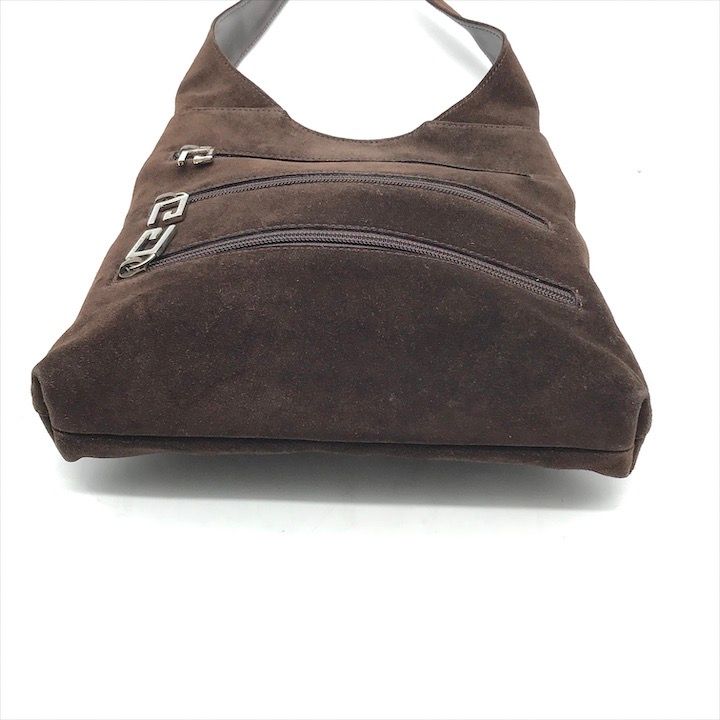Gucci Suede Triple Zipper Vintage Shoulder Bag Brown — view 4