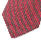 Hermes 5261 100% Silk Anthracite Rouge Cravat Chaine D'ancre Patterned Tie — view 3