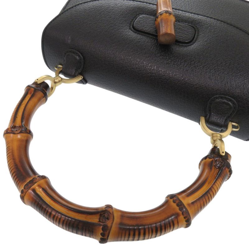 Gucci 2-Way Bamboo 000 1364 0633 Leather Black Handbag 0733 — view 8