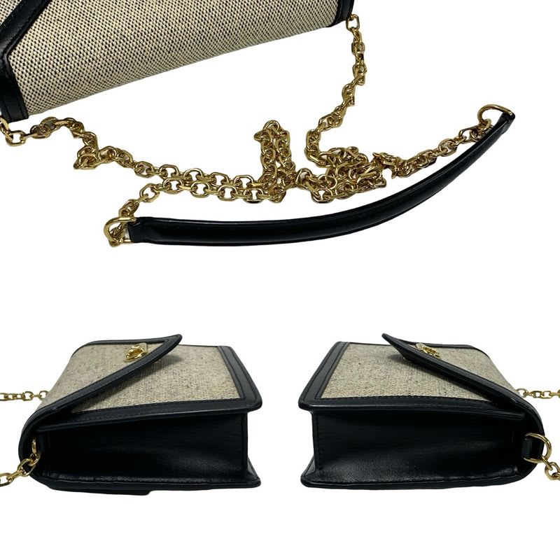Celine Triomphe Chain Shoulder Canvas Leather Mini