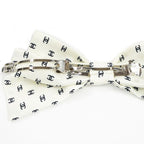 Chanel Barrette Aaa821 Ribbon White Logo COCO Silver Hardware Hair — view 8