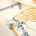 Hermes Story Triangle Scarf Embroidered Beaded Carre Silk Ivory 0109 — view 8