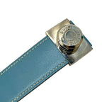 Hermes Serie Belt Leather Blue Jean Brown Silver Hardware — view 3