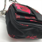 Prada Nylon Tessuto Logo Flower Floral Pattern Mini Chain Shoulder Pouch Black — view 5