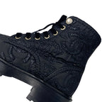 Chanel Boots Short Shoes Fabric Black Coco Mark Lace Up Pearl — view 8