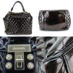Chanel Handbag Enamel Black Gold Hardware 12 th 2-Way — view 3