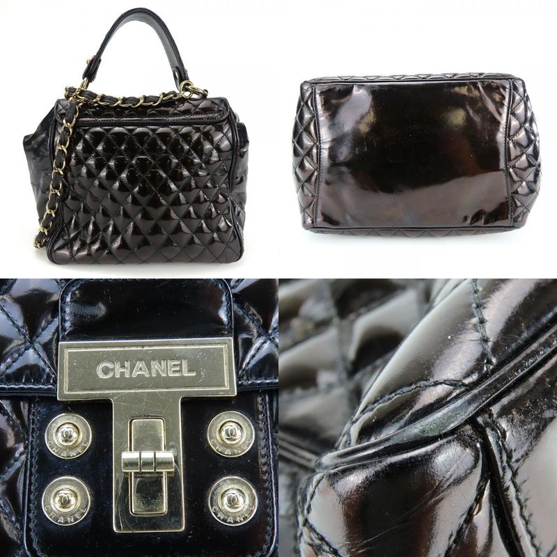 Chanel Handbag Enamel Black Gold Hardware 12 th 2-Way — view 3
