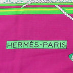 Hermes Shawl Pareo Cotton Purple White Green Butterfly Large Scarf — view 7