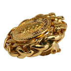Chanel Coco Mark Earrings Round Barley Ear of Rice Motif Gold Plated — view 6