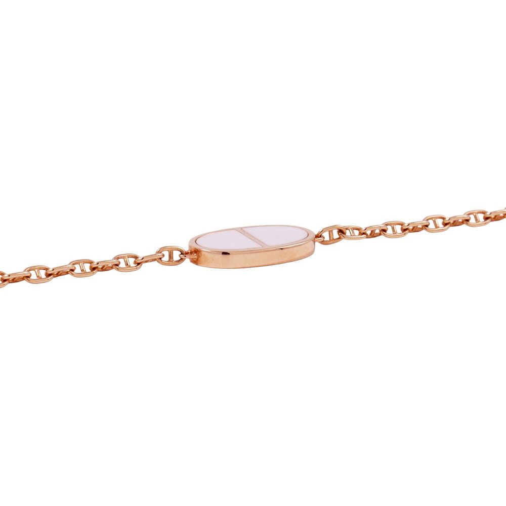 Hermes Bracelet Chaine D'ancre Verso 18K Pink Gold White Ceramic — view 2