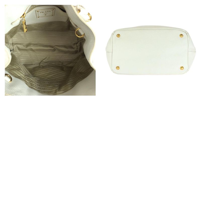 Prada Vittero Dino White Gold Hardware Leather Bn2534 Tote Handbag — view 9