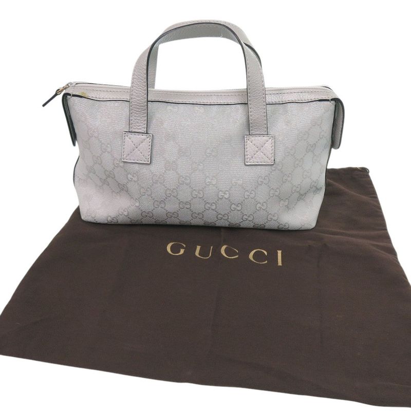 Gucci GG Canvas Leather Silver Handbag 1641 — view 2