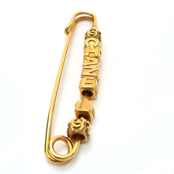 Chanel Brooch Safety Pin 01 P Logo Cube GP Gold Color — view 5