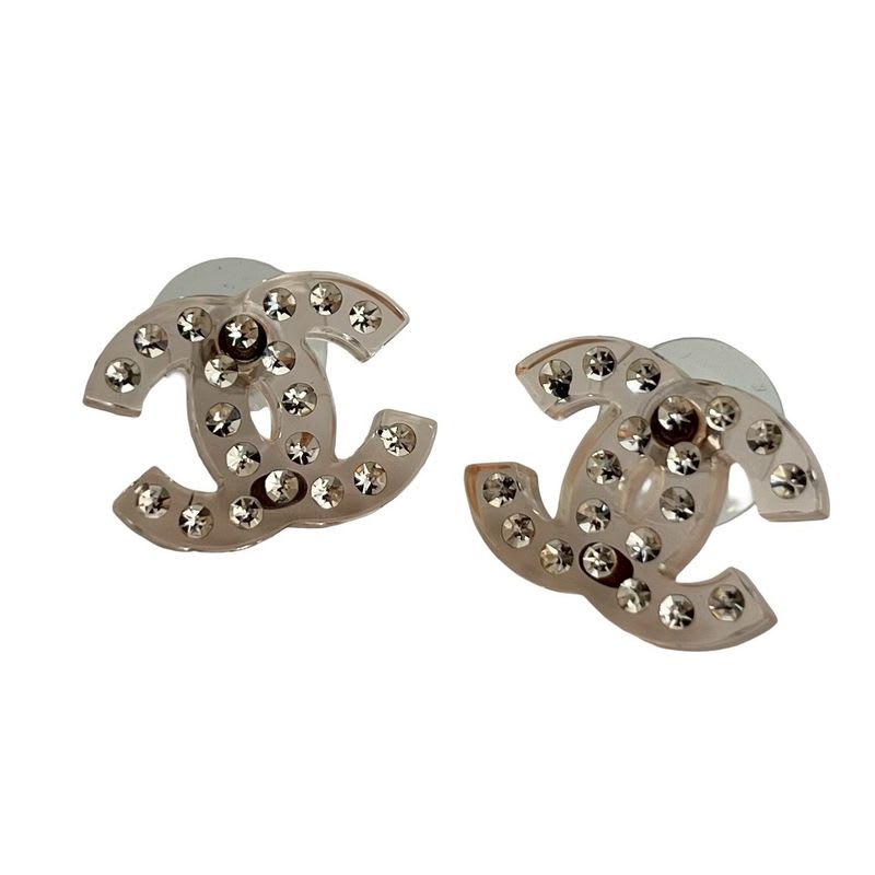 Chanel Coco Mark Plastic Rhinestone Earrings 18S — view 4