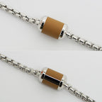 Hermes Meri Melo Necklace Buffalo Horn Metal Silver H Cube — view 6