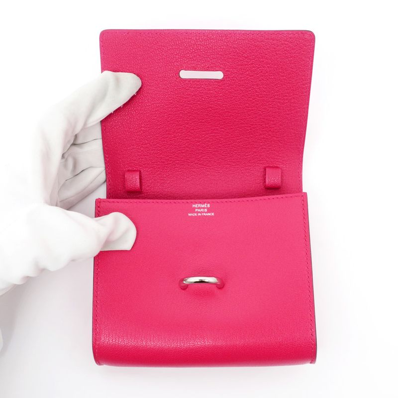 Hermes Chaine D'ancre Compact Wallet Chevre Pink — view 6