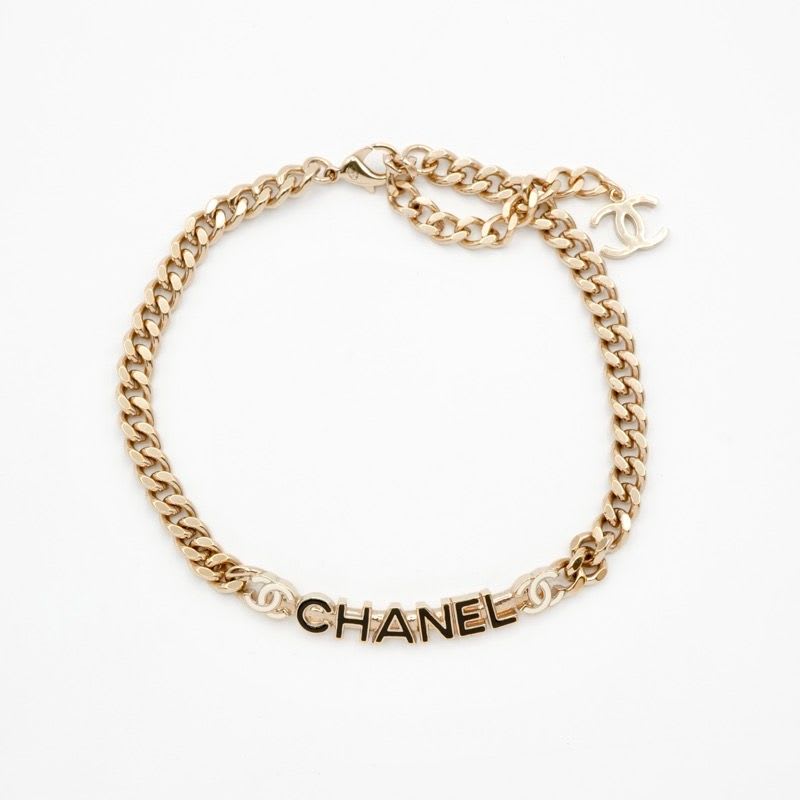 Chanel Choker Gold Black White Coco Mark Logo — view 3