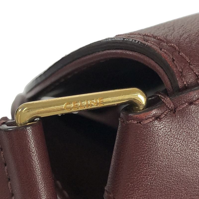 Celine Leather Shoulder Bag Bordeaux — view 8