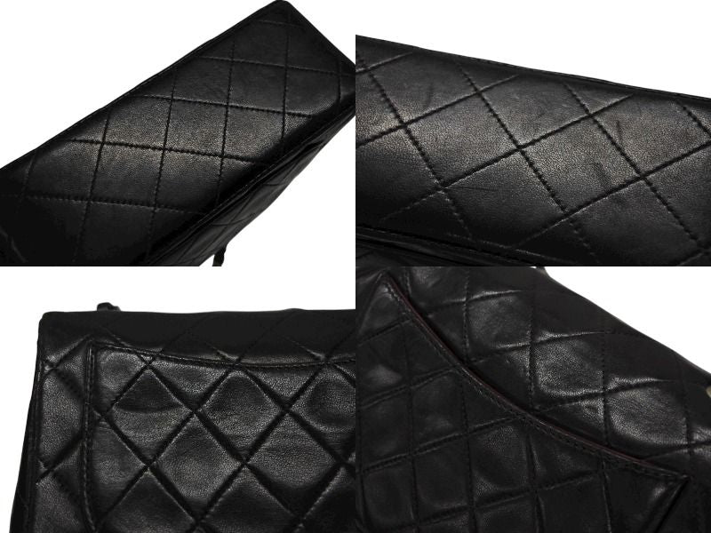 Chanel Mini Quilted 17 Shoulder Bag CC Logo Lambskin Black Silver — view 6