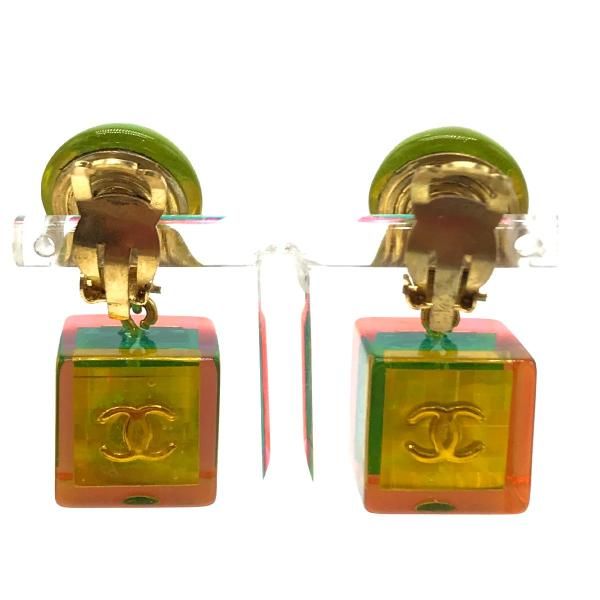 Chanel CC Logo Cube Swing Hologram Vintage Earrings 97 Engraved — view 2