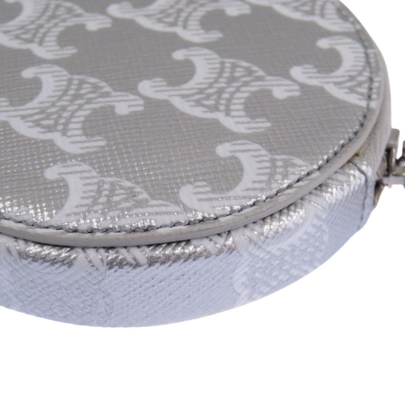 Celine Triomphe Leather Silver Coin Case 0117 — view 3