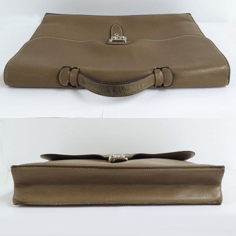 Hermes Sac A Depeches 38 Etoupe Taurillon Clemence F Stamp — view 4