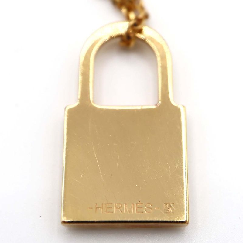 Hermes Necklace Eau Kelly Canade Gold Color Black Accessories — view 4