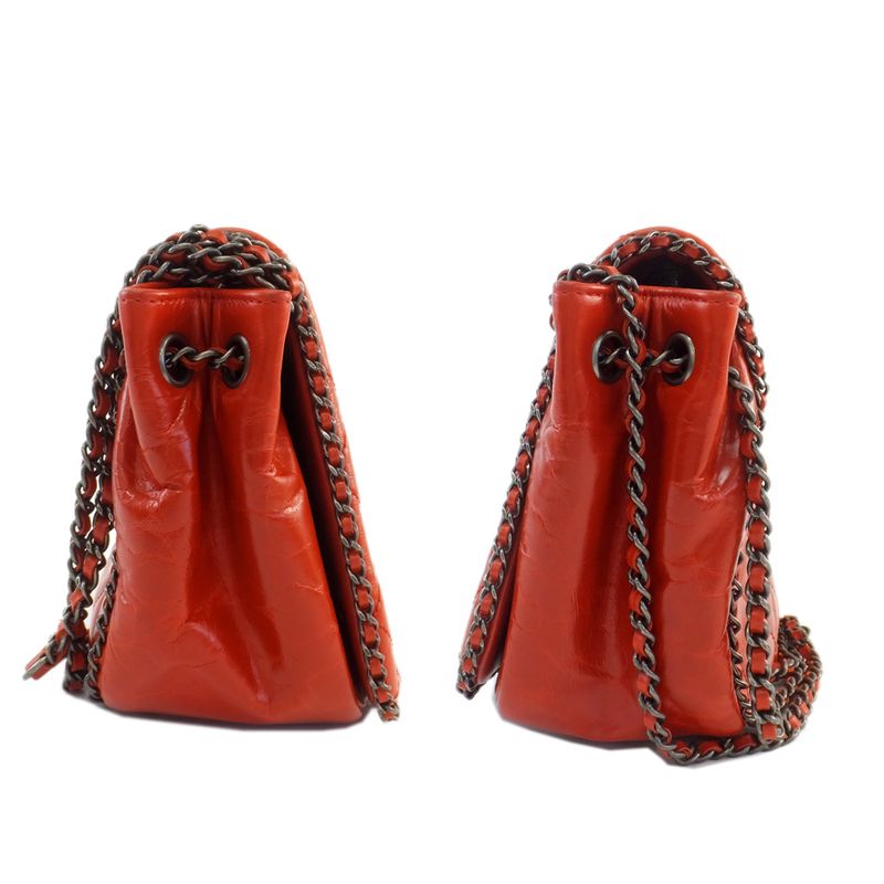 Chanel Quilted Chain Shoulder Red Bag Vintage Silver — view 4